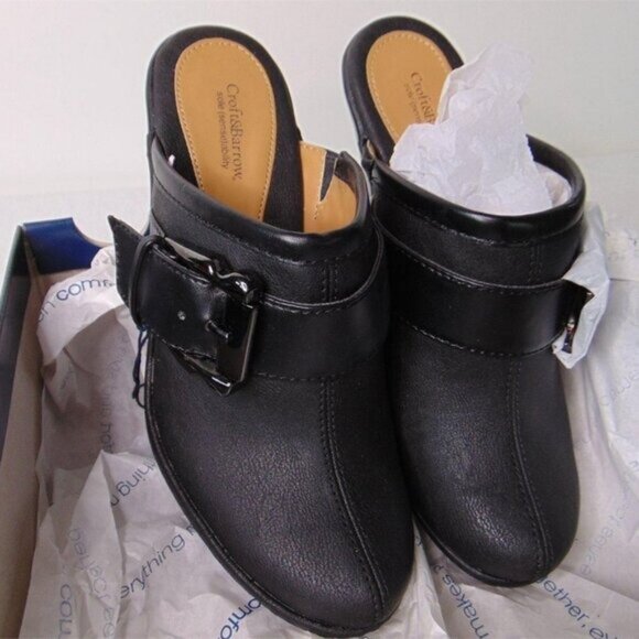 CROFT & BARROW Black Sensibility Lila Slide Mule Clog with Buckle Detail size 7 - Picture 2 of 4